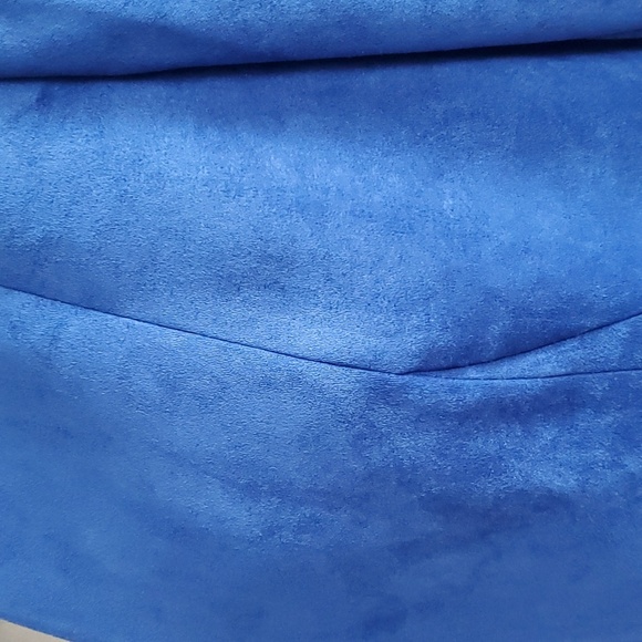 TAHARI Arthur S. Levine Blue Faux Suede Blazer Jacket Womens Size 10P - Picture 3 of 8